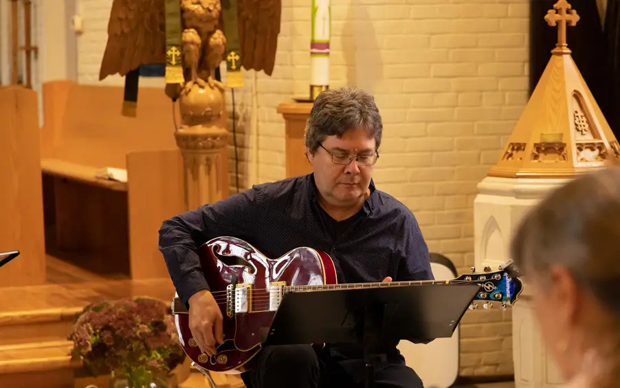 Pianist Luke Bell playing at StirlingFest in the Anglican Church
